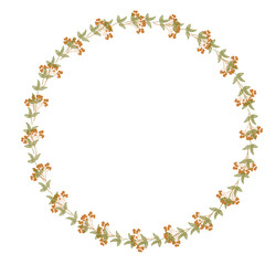 Flower wreath with flowers and leaves