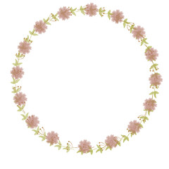 Flower wreath with flowers and leaves