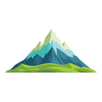 Landscape with majestic mountain peak isolated flat vector illustration on white background
