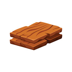 Textured slabs of rustic natural wood isolated flat vector illustration on white background