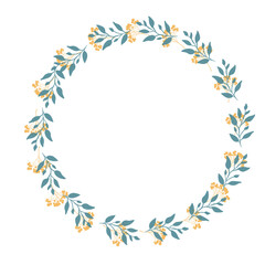 Flower wreath with flowers and leaves