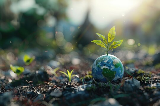 3D illustration  Protect forests for renewable energy and Earth Day.