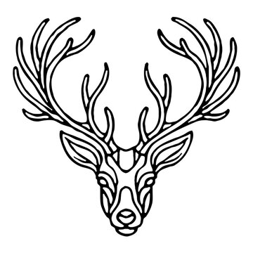 Simple line drawing of deer antlers, suitable for cross-stitch, hand embroidery, coloring after printing, and tracing.