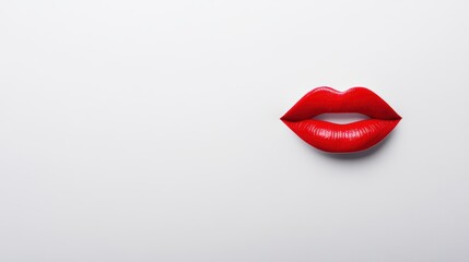 Fototapeta premium Red lipstick mark kiss Over white Studio Background