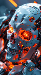 Fototapeta premium Mechanized Mortality: A Skull of the Future