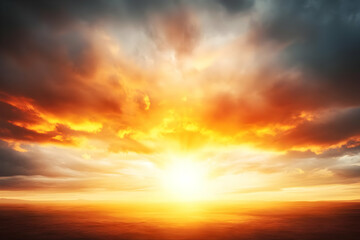 Fototapeta premium Fiery Sunset Landscape Illustration