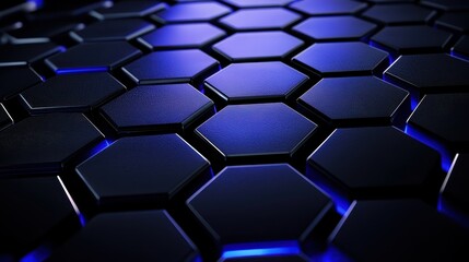 Fototapeta premium Abstract Hexagonal Pattern Dark Blue Illuminated Design