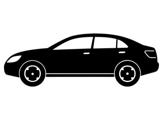 Fototapeta premium Car black silhouette vector, Simple silhouette Design vector icon with white background.