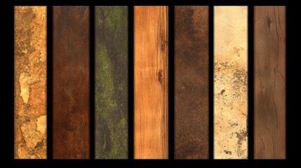 Diverse Textured Wood and Stone Panels Samples