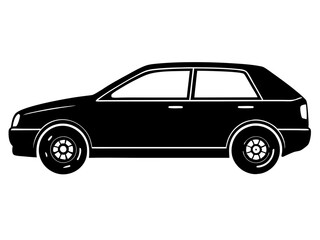 Fototapeta premium Car black silhouette vector, Simple silhouette Design vector icon with white background.