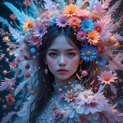 portrait of a woman with flowers