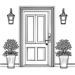 black and white door