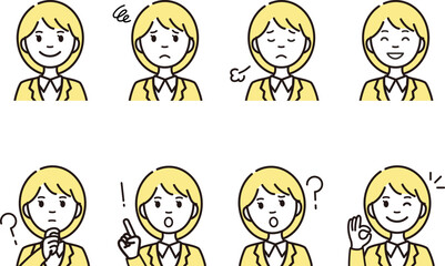 キャリアウーマンの人物アイコンセット