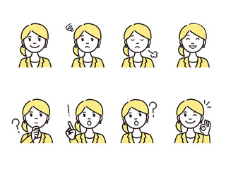 キャリアウーマンの人物アイコンセット