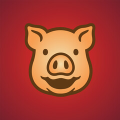 Vectorized simple pig icon Chinese pig head illustration
