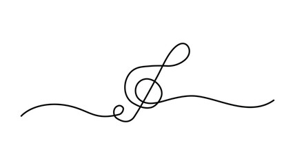 Music notes continuous one-line drawing, Hand drawing musical note Vector illustration 