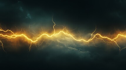 Fototapeta premium Electric Storm Golden Lightning Across Dark Skies