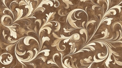 Elegant Brown and Beige Floral Swirl Pattern