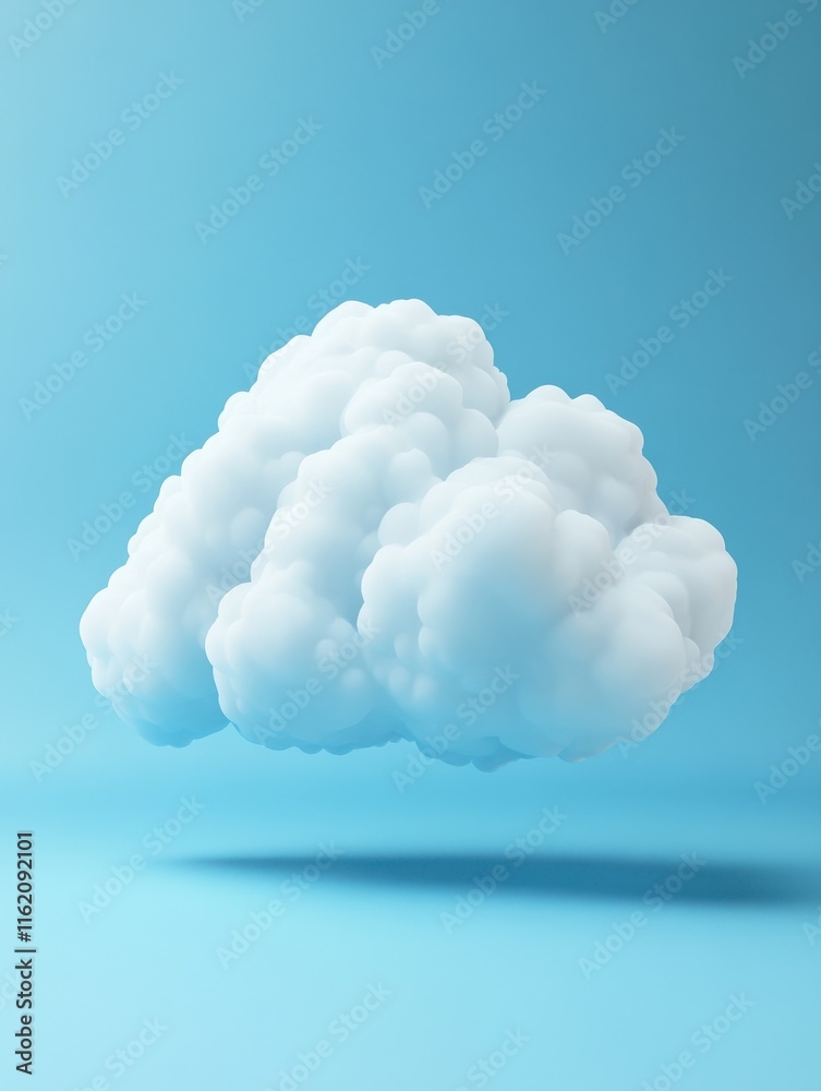 Poster creative cloud icon on blue background with mockup place. cloud computing and database concept. 3d r