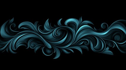 Fototapeta premium Elegant Teal Swirl Floral Design Seamless Pattern