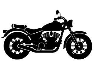 Obraz premium motorcycle black silhouette vector, Simple silhouette Design vector icon with white background.
