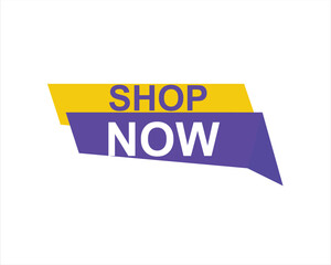 shop now button. Promotion sign on white background

