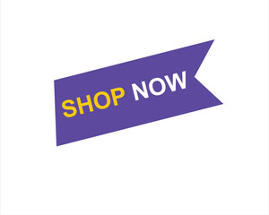 shop now button. Promotion sign on white background

