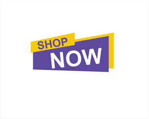 shop now button. Promotion sign on white background

