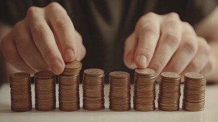 Counting coins business person organizing wealth office photo focused environment close-up view financial management