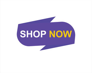 shop now button. Promotion sign on white background

