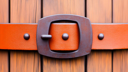 Orange Leather Belt Buckle 3D Illustration