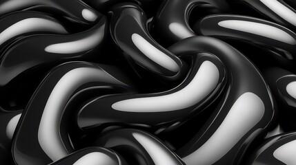 Abstract Black Glossy Curves Intertwined Design