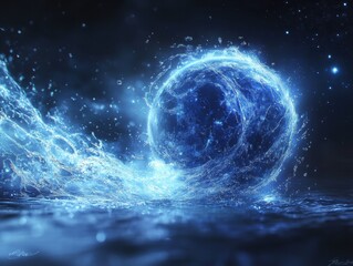 Obraz premium Ocean planet collision earth's continents in cosmic turmoil