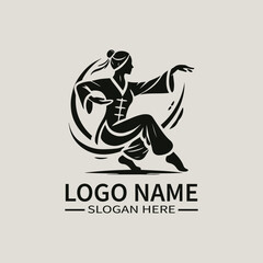 Tai Chi Woman Logo Design, Martial Arts Female vector Logo, Yoga and Tai Chi vector Logo, Mind and Body Balance vector Logo, Wellness and Serenity
