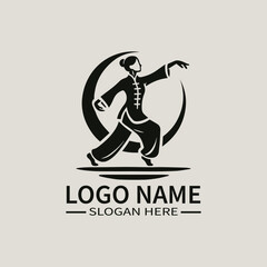 Tai Chi Woman Logo Design, Martial Arts Female vector Logo, Yoga and Tai Chi vector Logo, Mind and Body Balance vector Logo, Wellness and Serenity