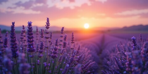 Fototapeta premium lavender field at sunset