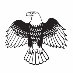 flying hunting bald eagle black silhouette illustration design.