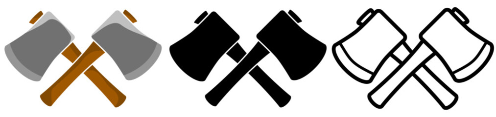 crossed ax icon, simple flat style, illustration, logo sign symbol pictogram template, for ui or ux isolated on white for mobile app, editable