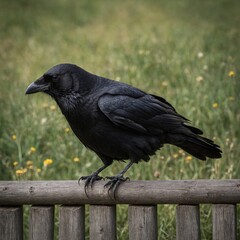 Snap a crow perched on a fence.