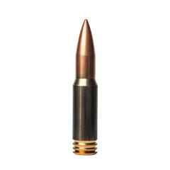 a single bullet isolated on a transparent background the bullet is made of metal and has a copper tip