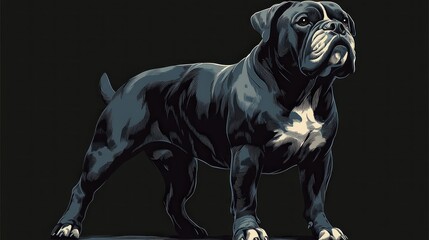 Powerful black bulldog standing.