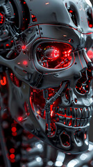 Obraz premium Mechanized Mortality: A Skull of the Future