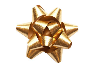 golden bow isolated on white, PNG