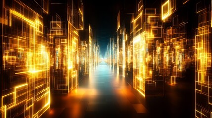 Fototapeta premium Futuristic Cityscape Glowing Neon Architecture