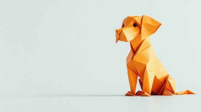 dog origami white background