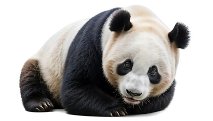 Obraz premium Adorable Giant Panda Sitting On White Background
