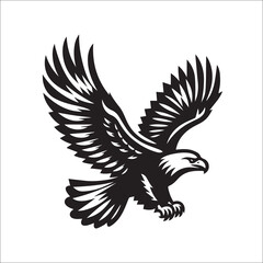 Obraz premium Flying Eagle Silhouette Vector black