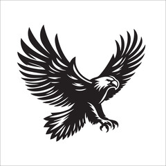 Fototapeta premium Flying Eagle Silhouette Vector black