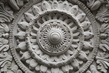 Intricate mandala patterns carved into stone
