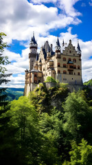 Fototapeta premium Iconic Display of Majestic Medieval European Castle Surrounded by Nature's Beauty